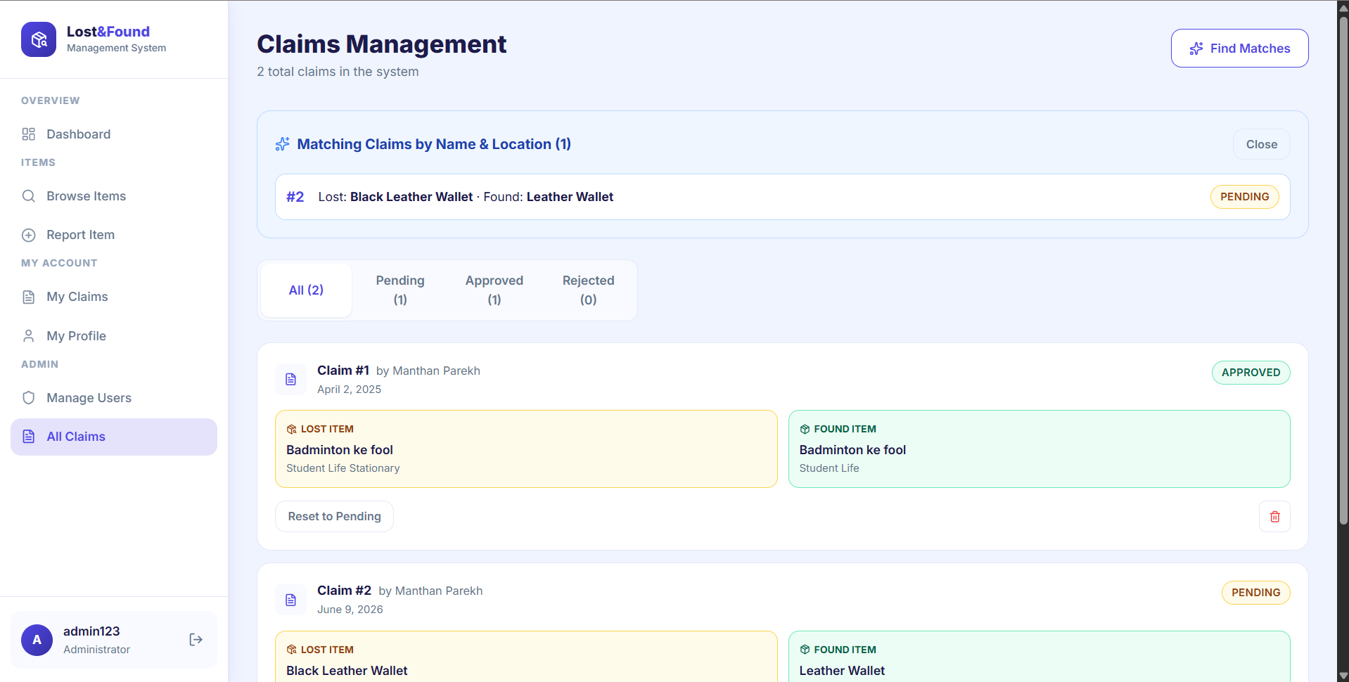Lost and Found Management System